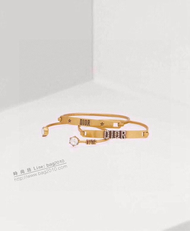 Dior飾品 迪奧經典熱銷款字母三環手鐲 Dior三層復古鑲鑽手鐲  zgd1182